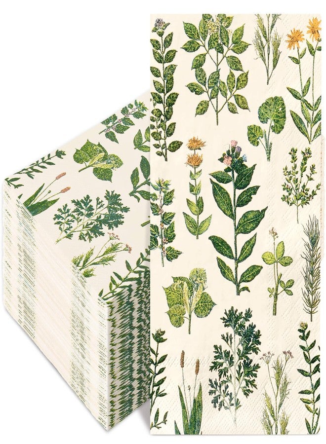 JarThenaAMCS 100Pcs Vintage Greenery Guest Napkins Disposable Green Plant Flower Paper Napkins Botanical Dinner Hand Napkin for Party Supplies Table Decorations - Image 1